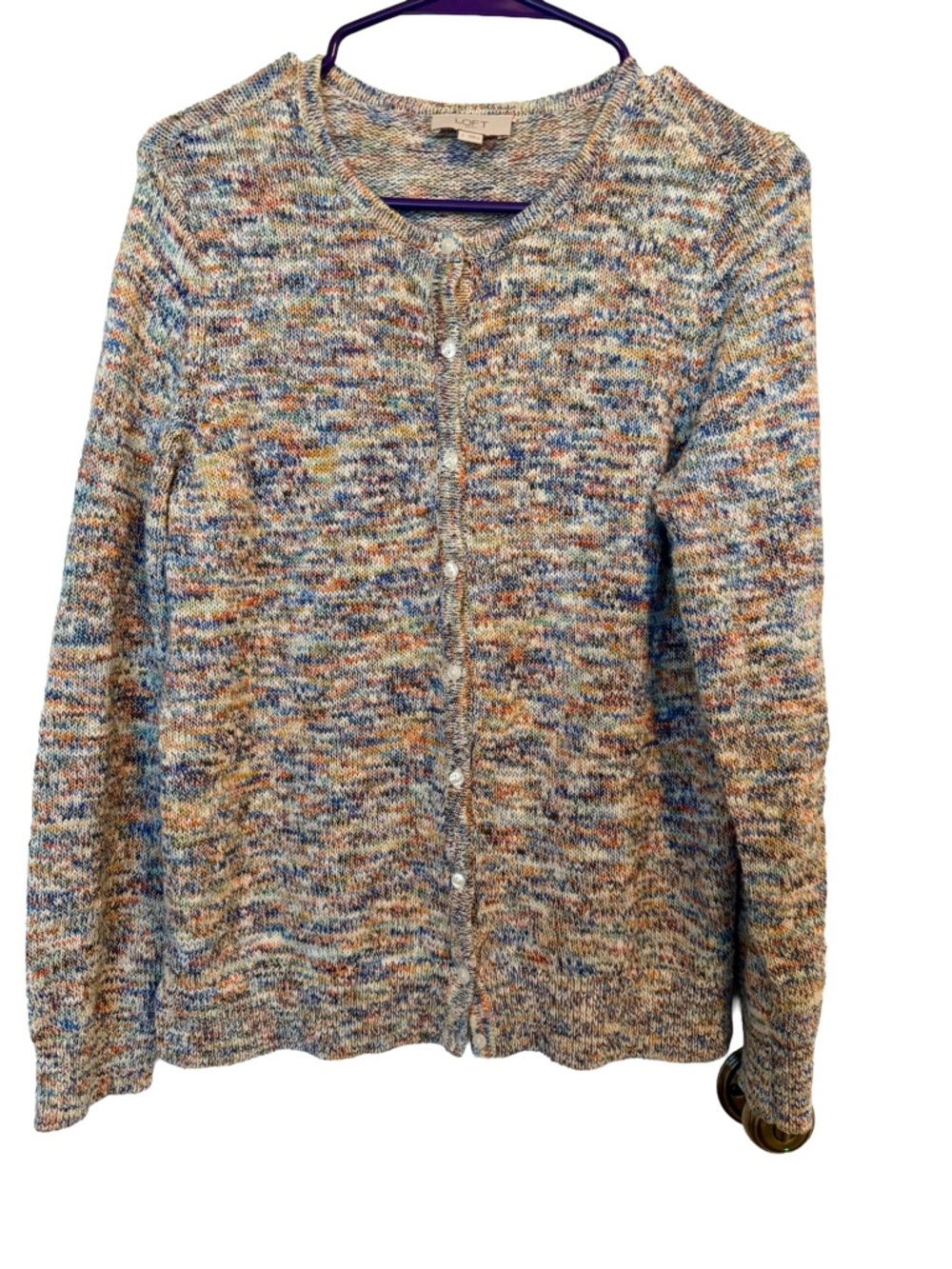 LOFT Multicolor Button-Front Cardigan - Size L